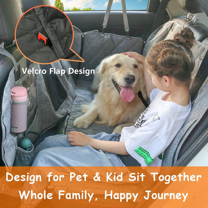 Car Dog Cover Back Seat - Car Hammock for Dogs Waterproof - Dog Car Seat Cover for Backseat with Mesh Window Multiple Pockets for Car/Suv Nonslip Rubber Back Washable